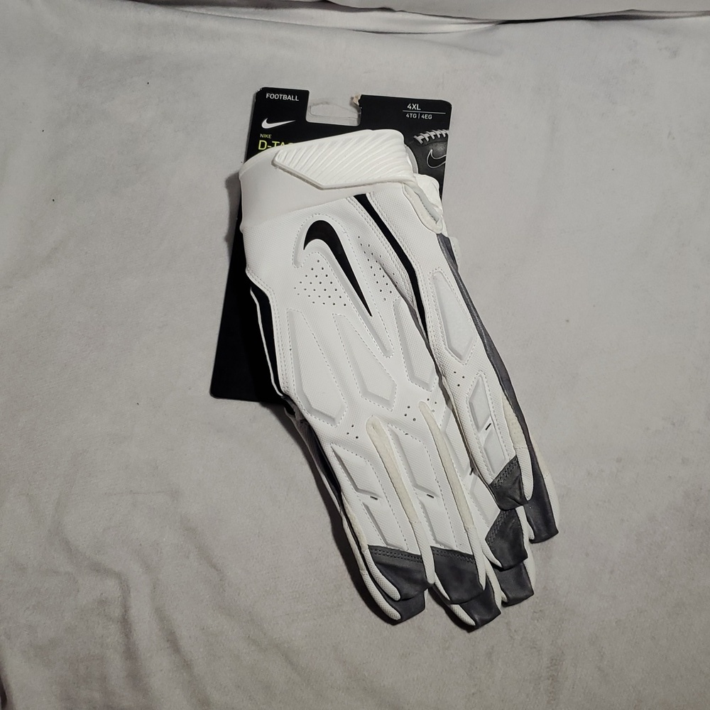 Men's Nike D-Tack Lineman Padded Football Gloves White NWT 4xl